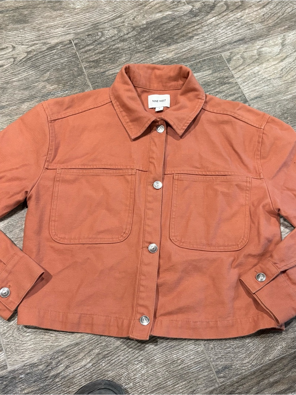 Nine West Rust Orange Denim Cropped Jean Jacket sz S - Picture 5 of 8